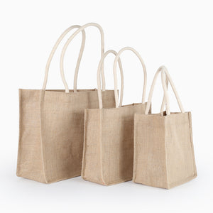 3 Sizes Handmade Linen Jute Handbag beach bag