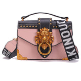 Fashion Metal Lion Head Mini Small Square Pack Shoulder Bag