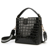One-Shoulder Crocodile Pattern Bucket Bag