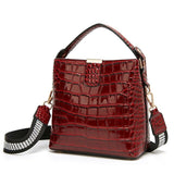 One-Shoulder Crocodile Pattern Bucket Bag